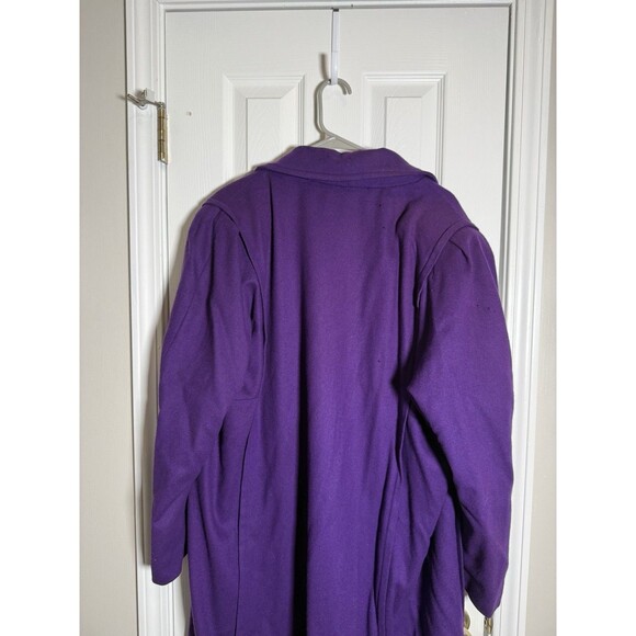 Vintage Art De La Mode Purple Wool Coat Womens Long Made USA 80s - Picture 8 of 14